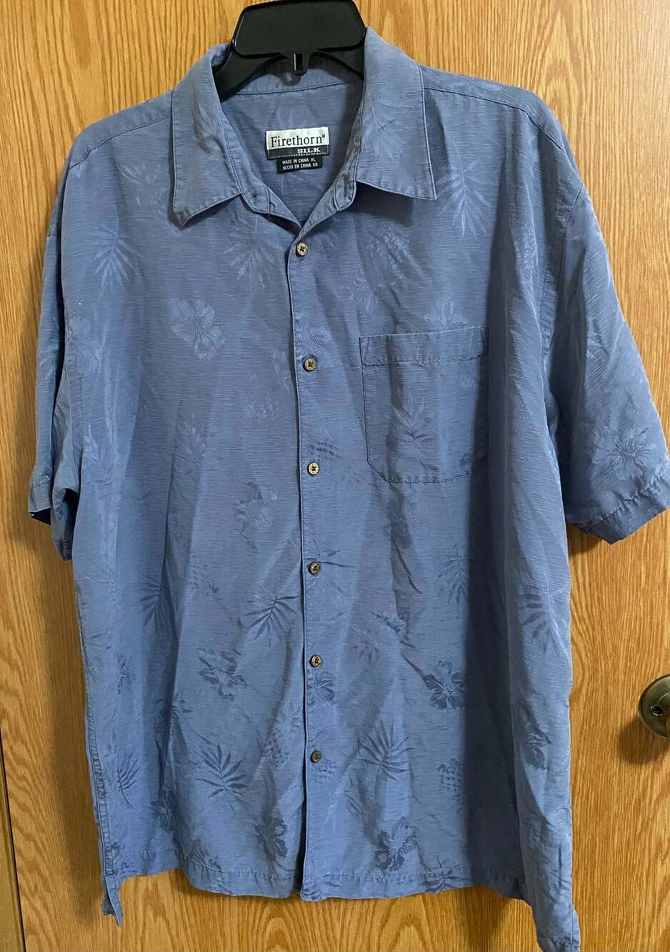 Firethorn Silk Tropical Hawaiian Shirt XL Blue Short Sleeve Button Down